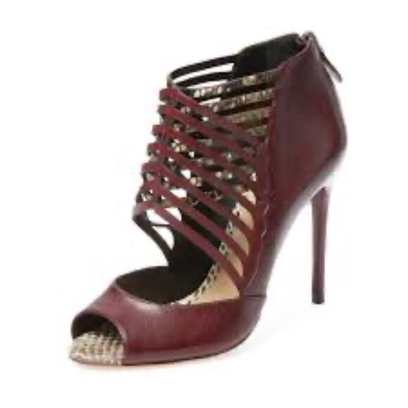 Alexandre Birman Shoes - Preloved-Alexandre Birman burgundy snake print trim stiletto heel -38.5